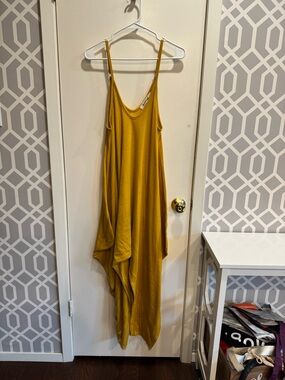 XL Three Bird Nest Mustard Yellow Asymmetrical Jumpsuit